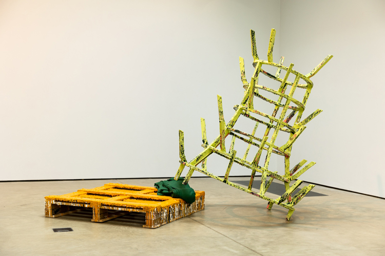 Phyllida Barlow, Untitled (Bottle Rack), 2006. Timber, paint, plaster, felt. Courtesy of The David and Indrė Roberts Collection and the artist. Photo: Chip Creative.