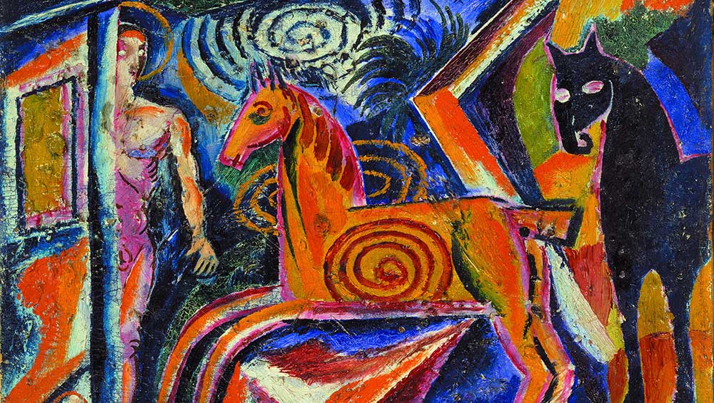 Davyd Burliuk, Carousel, 1921. Oil on canvas, 33 x 45.5 cm. National Art Museum of Ukraine. © The Burliuk Foundation.