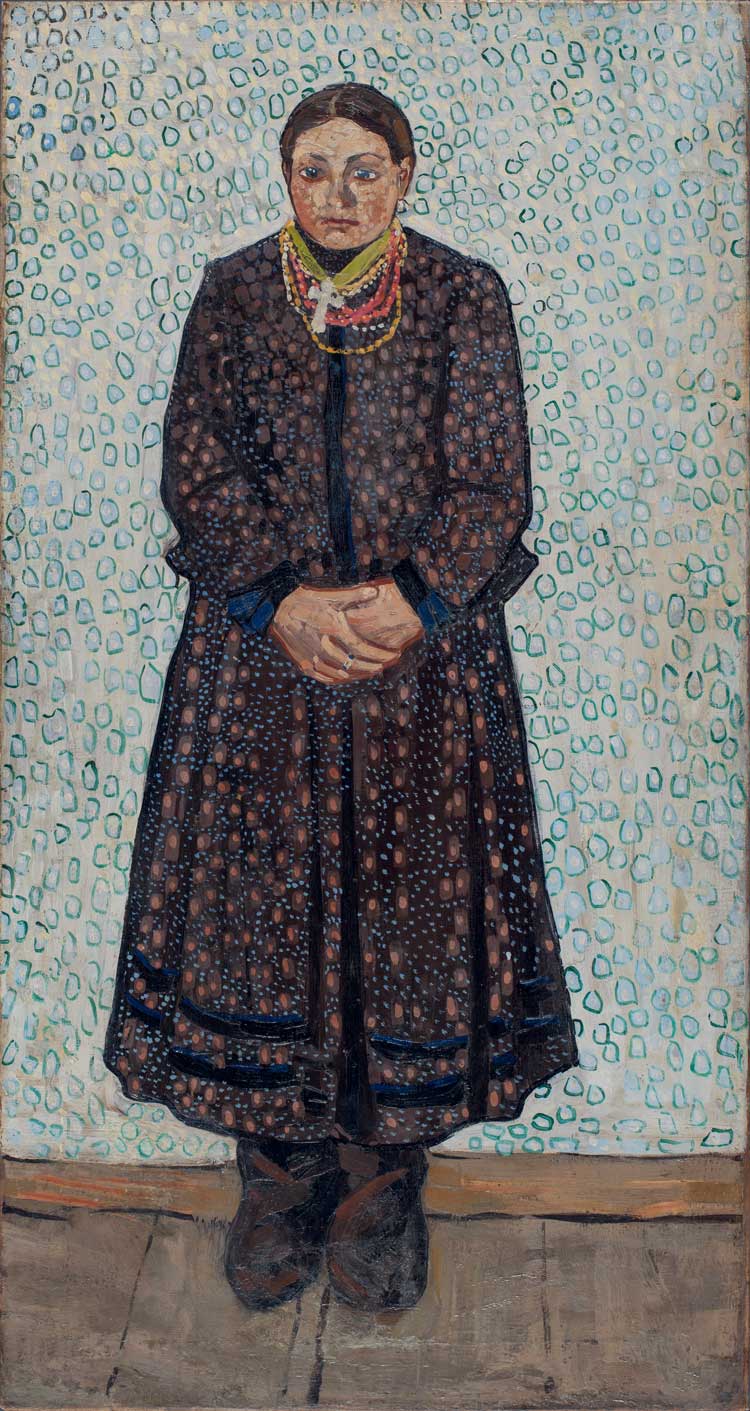 Volodymyr Burliuk, Ukrainian Peasant Woman, 1910–11. Oil on canvas, 132 x 70 cm. Museo Nacional Thyssen-Bornemisza, Madrid.
© Museo Nacional Thyssen-Bornemisza, Madrid.