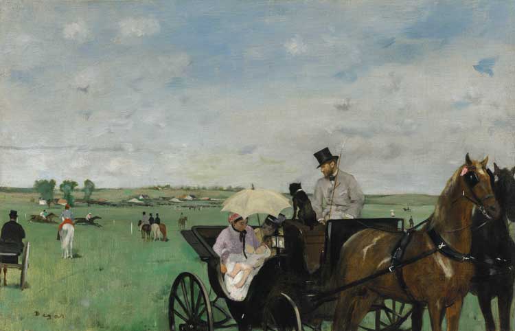 Edgar Degas. Aux Courses en Province (At the Races in the Countryside), c1869. Oil on canvas, 36.5 x 55.9 cm. Boston, Museum of Fine Arts, Boston. Photo © 2024 Museum of Fine Arts, Boston.