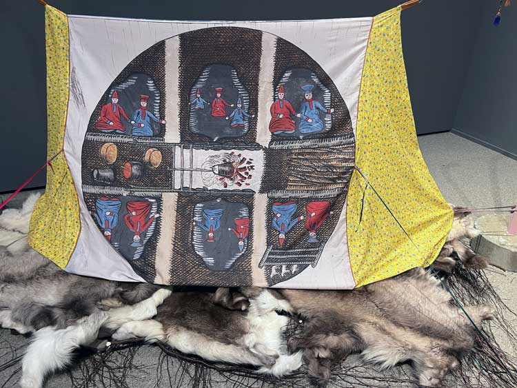 Katarina Spik Skum and Joar Nango. Rákkas III, 2020. Installation view, Indigenous Histories, Kode Bergen Art Gallery, Norway, 2024. Photo: Veronica Simpson.