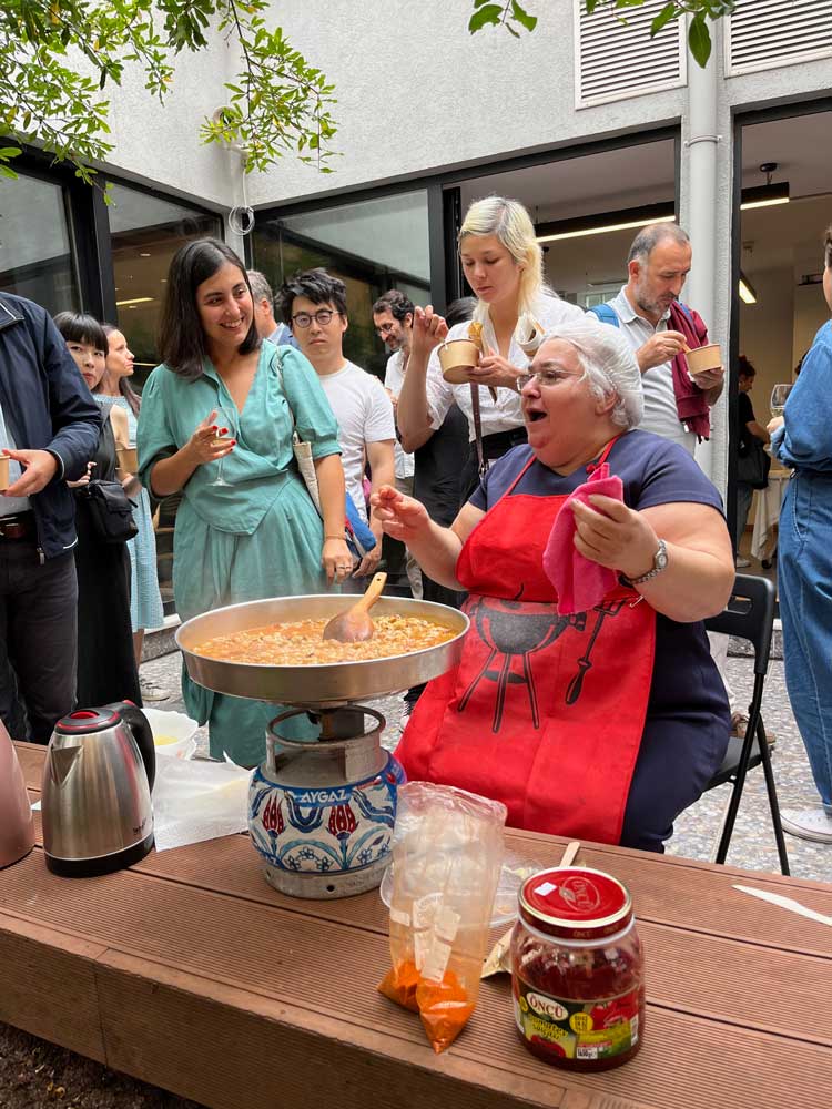 Dumpling Post demonstration at Hrant Dink Foundation, 17th Istanbul Biennial. Photo: Veronica Simpson.