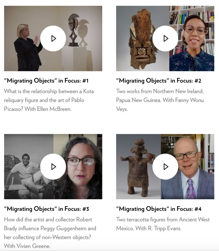 Migrating Objects: Arts of Africa, Oceania, and the Americas, Peggy Guggenheim Collection, 2020. Online video content, screenshot captured 15 May 2020.