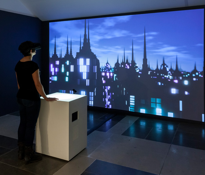 Michael Takeo Magruder with Drew Baker (3D visualisation & programming), Imaginary Cities — NYC (11062471656), 2019. Real-time virtual environment (Unity3D) with soundscape (Flash), infinite duration. Photo: David Steele © Michael Takeo Magruder.