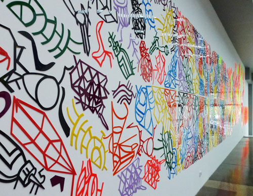 Irene Barberis. Cut it Out! Its a Wonderful World, Resurrection in Melbourne 2012 (After Stanley Spencer), 2012. Laser-cut, multi coloured acrylic, 18 x 2.9 m, 2012.
Photograph: Mark Ashkanasy.