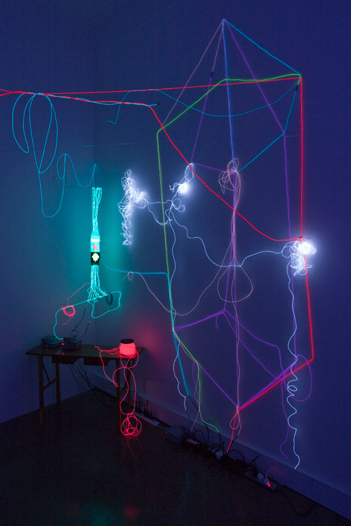 Dr Irene Barberis. The Tapestry of Light of Light Project: The Art and Science of Illumination, 2010. Luminescent tapestry, designed by Irene Barberis, woven at the Australian Tapestestry Workshop.
Light Drawing: Precious Stones; The New Jerusalem, Lumen wall- work # 10. (Reference Revelation 19: 21, 22.) 2012.
Photograph: Mark Ashkanasy.