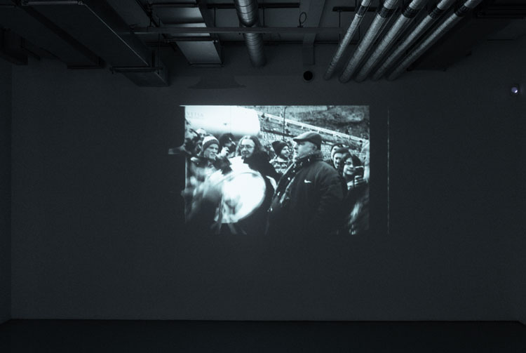 Roman Manfredi, TRA. Monochrome Super 8 film. Jerwood / Photoworks Awards 5, installation view, Drawing Room and Tannery Arts, London. Photo: Studio Deew. Courtesy of Photoworks.