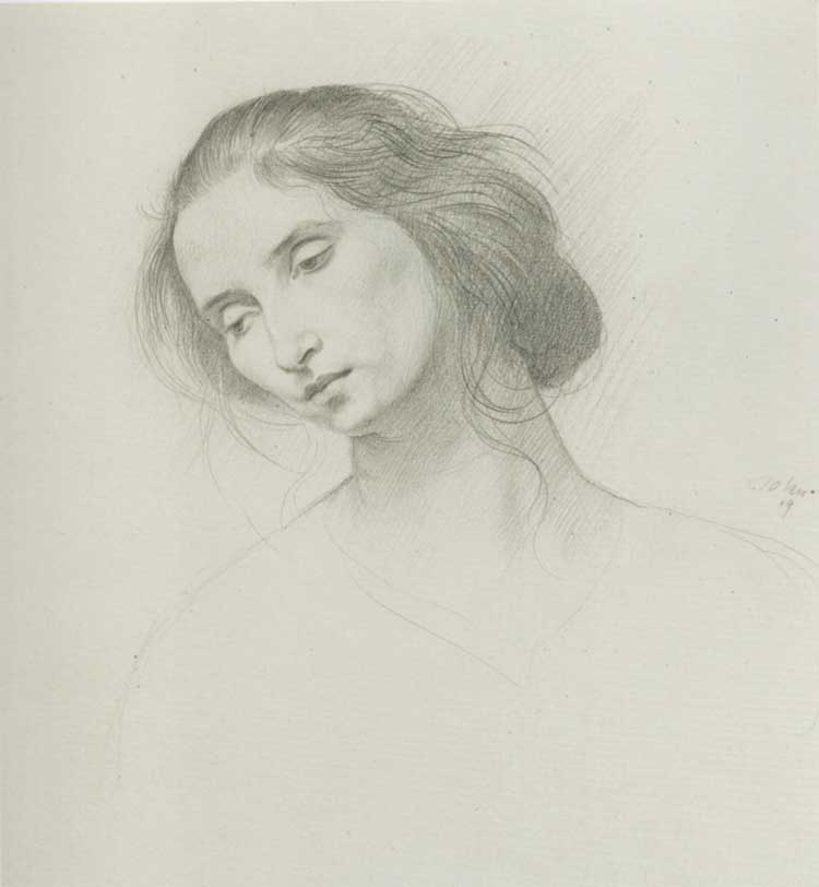 Augustus John. Dorelia, 1909. Graphite pencil on paper, 25.4 x 16.5 cm (10 x 6 1/2 in). Private Collection. Copyright The Artist.