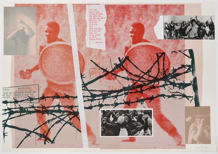 Gavin Jantjes. Freedom Hunters, 1977. Screenprint on paper, 100 × 70 cm. Courtesy the artist. Image courtesy the artist. Photo: Ann Purkis. © Gavin Jantjes, licensed by DACS.