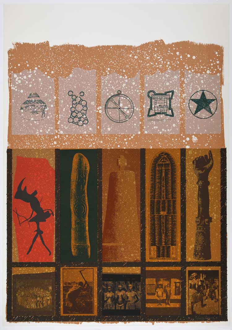 Gavin Jantjes. Notes from History, 1977. Screenprint with collage, 100 × 70 cm. Courtesy the artist. Image courtesy the artist. Photo: Ann Purkis. © Gavin Jantjes, licensed by DACS.