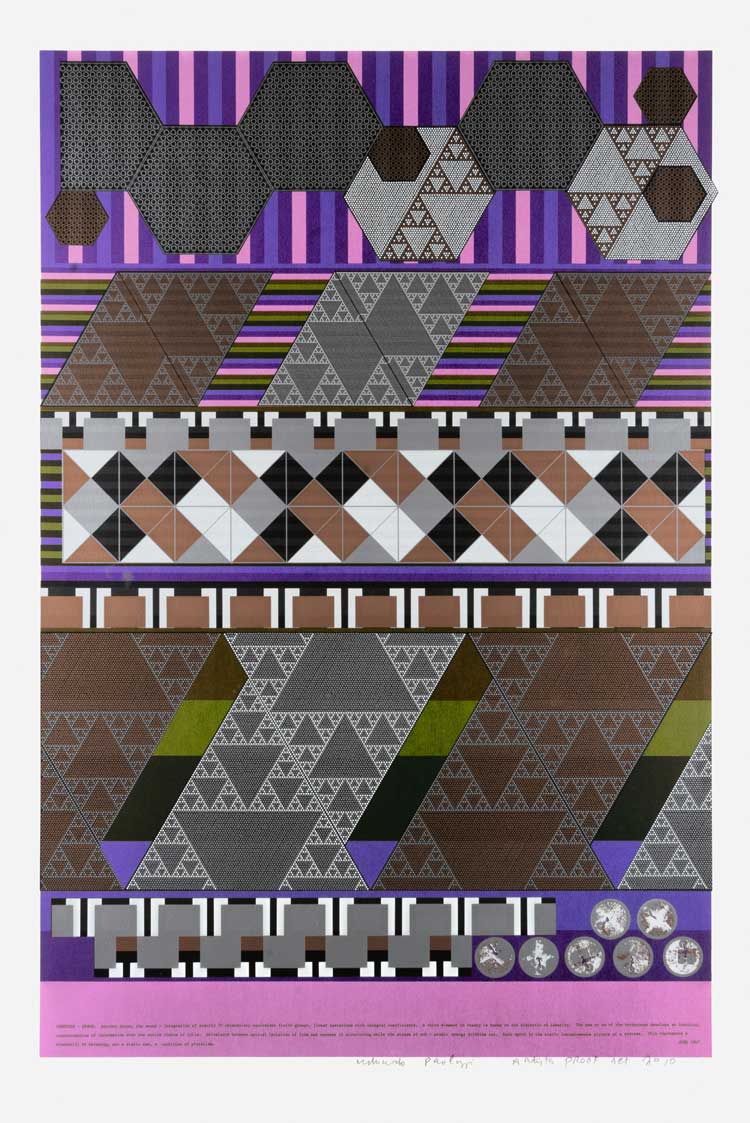 Eduardo Paolozzi. Universal Electronic Vacuum: Computer-Epoch, 1967. Ten screenprints,
each: 40 × 28 in (101.6 × 71.1 cm). University of California, Berkeley Art Museum and Pacific Film Archive, gift of Eduardo Paolozzi.