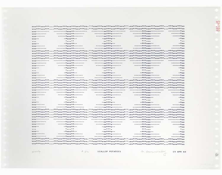 Frederick Hammersley, SCALLOP POTATOES, #50, from Suite of 72 Computer Drawings, 1969.