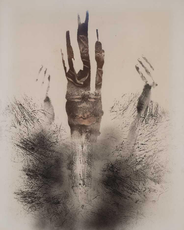 David Hammons. Untitled, 1976. Grease and pigment on paper. 29 × 23 in (74 × 58.4 cm). © David Hammons. Hudgins Family Collection, New York.