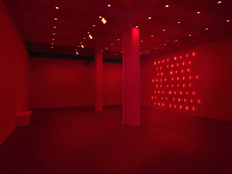 Alfredo Jaar. What Need is There to Weep Over Parts of Life? The Whole of it Calls for Tears, 2018. Neon, dimensions variable. Installation view, Galerie Lelong & Co., New York, Alfredo Jaar: THE TEMPTATION TO EXIST, May 13 – June 25, 2022. Courtesy Galerie Lelong & Co., New York.