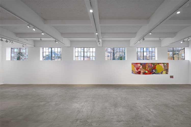 Rachel Jones, say cheeeeese, 2022. Installation view, Chisenhale Gallery, 2022. Commissioned and produced by Chisenhale Gallery, London. Courtesy of the artist. Photo: Andy Keate.