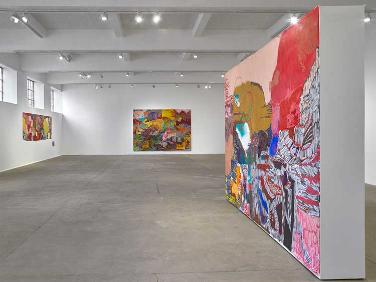 Rachel Jones, say cheeeeese, 2022. Installation view, Chisenhale Gallery, 2022. Commissioned and produced by Chisenhale Gallery, London. Courtesy of the artist. Photo: Andy Keate.