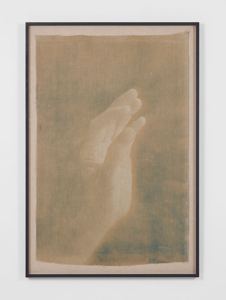 Adam Jeppesen. Work no. 127, 2018. Cyanotype on linen, 120 x 83.5 cm. © the artist.