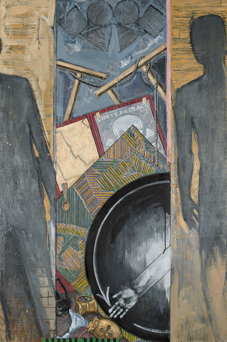 Jasper Johns, Fall, 1986. Encaustic on canvas, 75 x 50 in. (190.5 x 127 cm). Collection of the artist; on long-term loan to Philadelphia Museum of Art. © 2021 Jasper Johns / Licensed by VAGA at Artists Rights Society (ARS), NY.