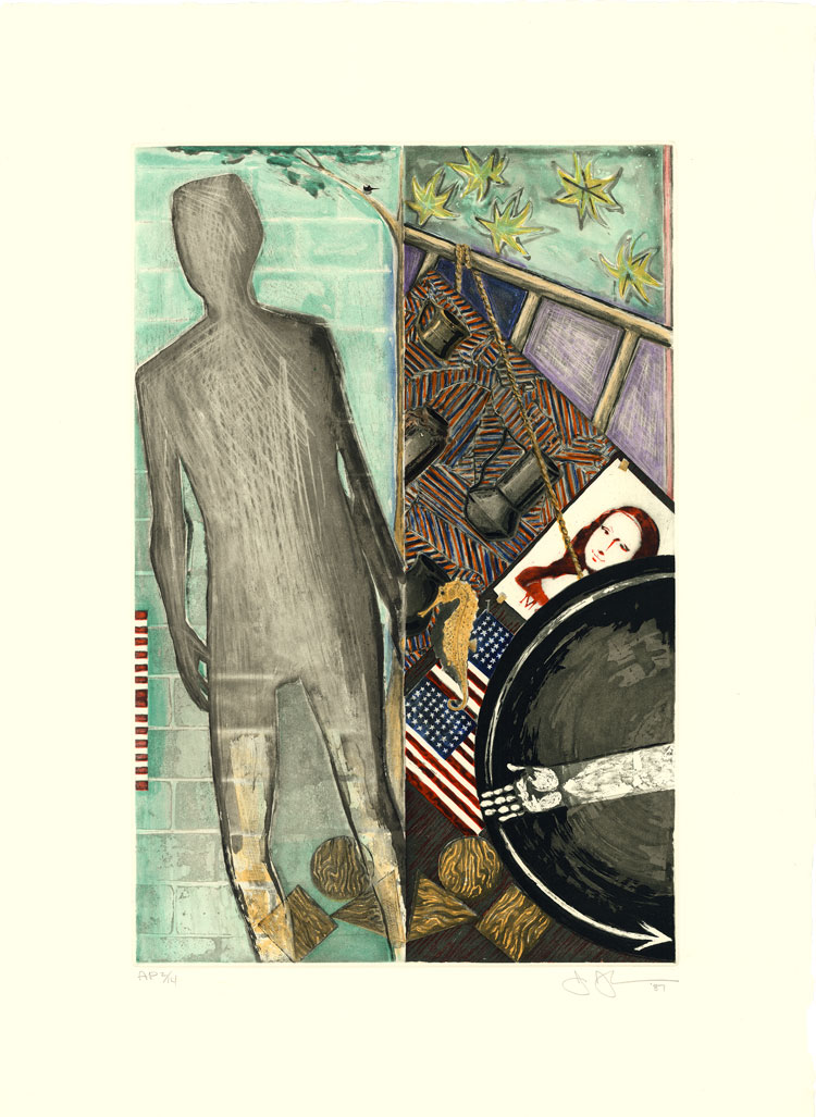 Jasper Johns, Summer, from The Seasons, 1987. Intaglio: five copperplates, 26 x 19 in (66 x 48.3 cm). Printed by John Lund, Hitoshi Kido, Craig Zammiello, Keith Brintzenhofe; published by Universal Limited Art Editions. Edition no. 2/73. Whitney Museum of American Art, New York; purchase with funds from the friends of Victor Ganz in his memory, 88.10.2. © 2021 Jasper Johns and ULAE / VAGA at Artists Rights Society (ARS), New York.