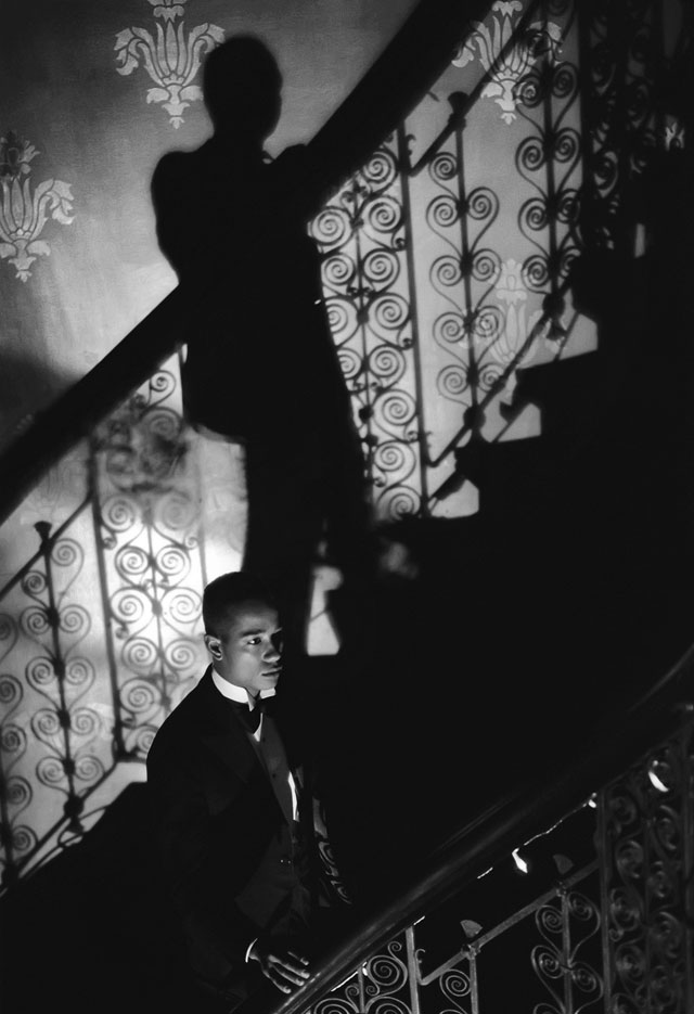 Isaac Julien. Film-Noir Staircase (Looking for Langston Vintage Series), 1989/2016. Kodak Premier print, Diasec mounted on aluminium, 260 x 180 cm (102 3/8 x 70 7/8 in). Courtesy the artist and Victoria Miro, London. © Isaac Julien.