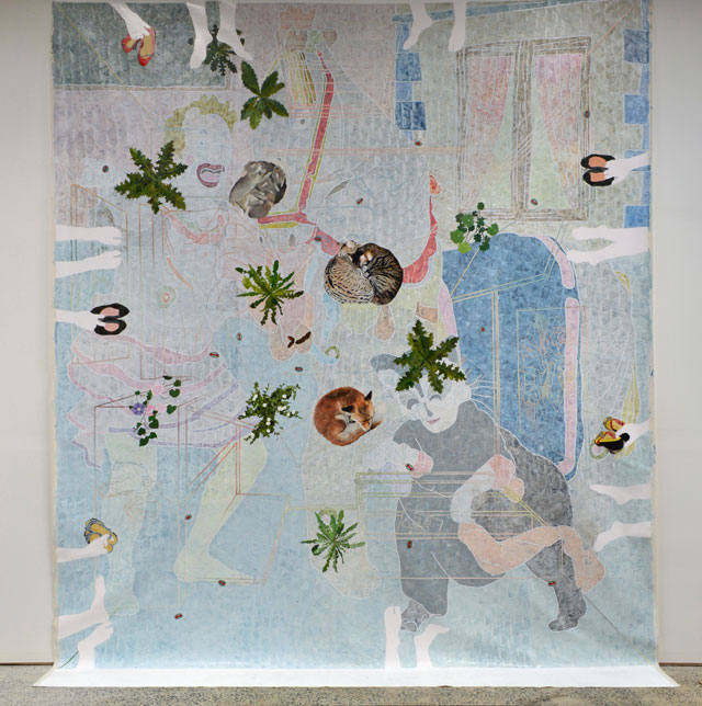 Helen Johnson. Bad debt, 2016. Acrylic on canvas, wood, 380 x 320 cm. Image courtesy of the artist.