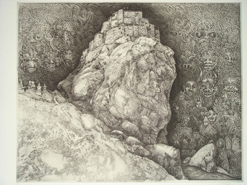 Jörg Schmeisser. Diary and Angkor, 2008. Etching 450 mm x 595 mm.