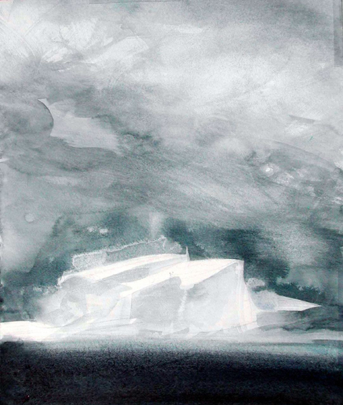 Jörg Schmeisser. I cannot read you II, 2001. Gouache and watercolour 277 mm x 477 mm.