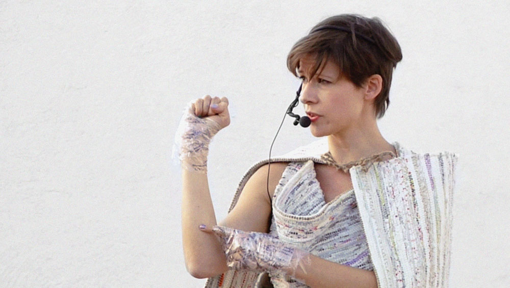 Sophie Jung. Leader Abend (from Facts and Fingers), 2016. Performance / mixed media installation. Photograph: Kunst Halle Sankt Gallen, Stefan Jaeggi.