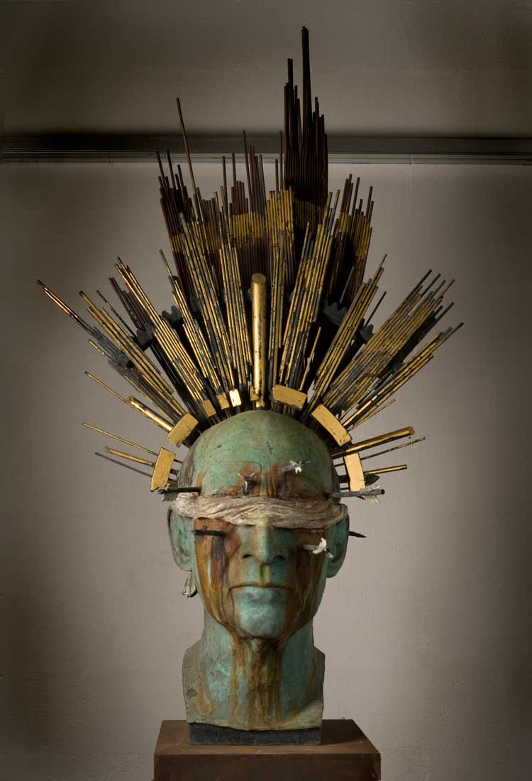 Andrew Kinghorn, Self Portrait as Dr David Kelly. 170 x 100 x 70 cm. Photo: Robin Gillanders.
