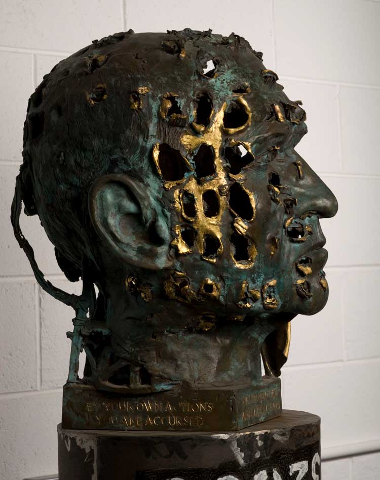 Andrew Kinghorn, Exploded Head.  Bronze, 58 x 36 x 36 cm. Photo: Robin Gillanders.