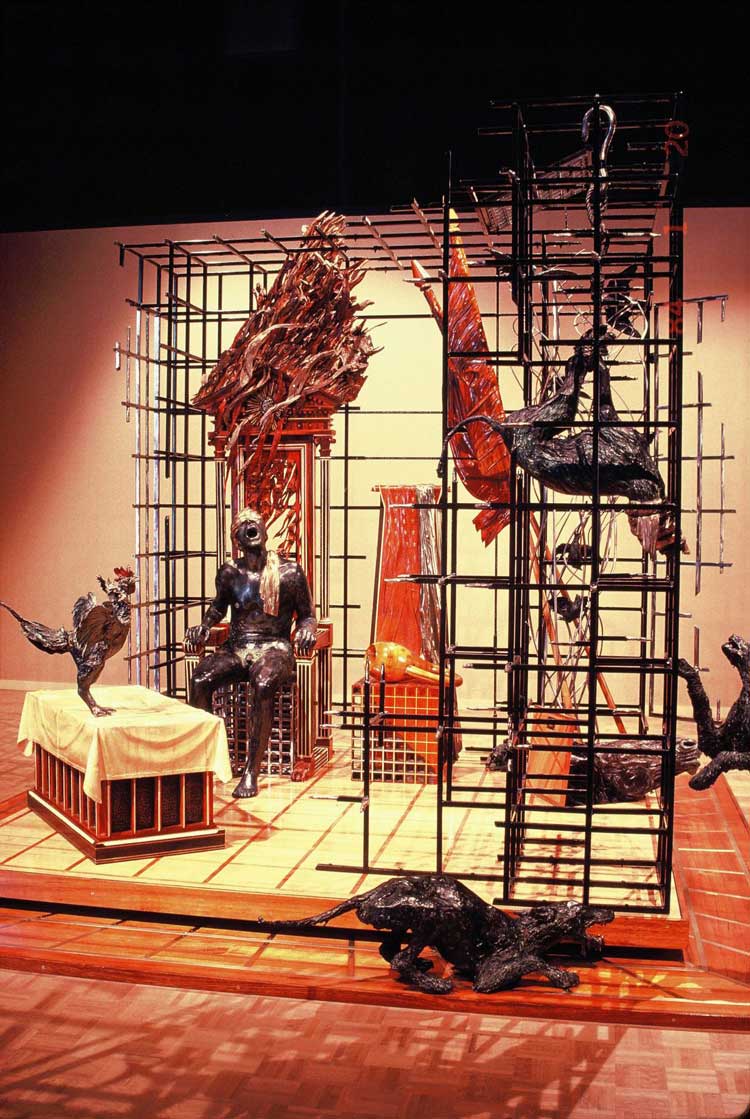 Andrew Kinghorn, In the Shadow of the New Republic, 1982. Bronze, steel, wood, 2.5 x 4.5 x 4.5 m. Photo courtesy the artist.