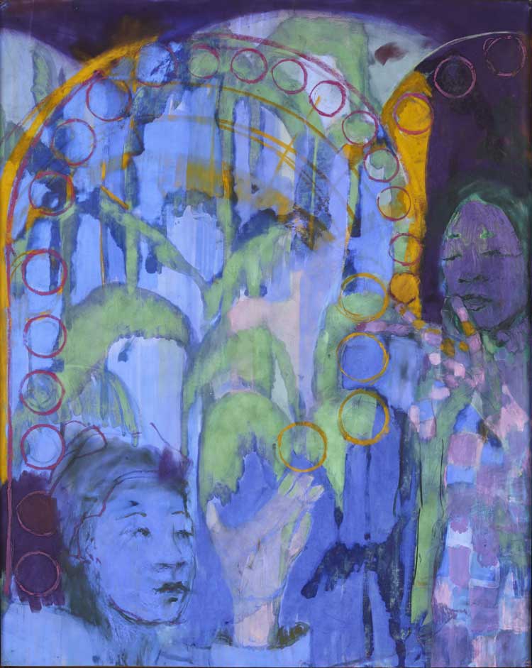 Christina Kimeze. Screen (I), 2024. Oil, pastel and oil stick on suede matboard, 110 x 90 cm. © Christina Kimeze, image courtesy of the artist. Photo: Matthew Hollow.