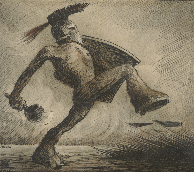 Alfred Kubin. War, c1918. Ink on paper, 30.2 x 34.5 cm. The Albertina Museum, Vienna © Eberhard Spangenberg, München / Bildrecht, Vienna 2024.