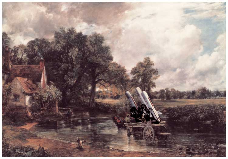 Peter Kennard. Haywain with Cruise Missiles, 1980. Chromolithograph on paper and photographs on paper, 26 × 37.5 cm. Tate: Purchased from the artist 2007. © Peter Kennard.
