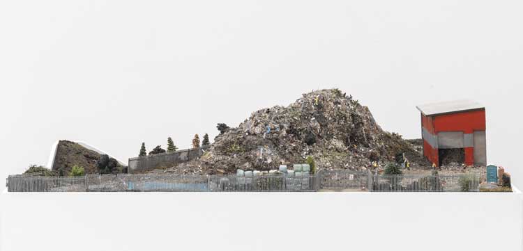 Dion Kitson, Ode to Brierley Hill's Rubbish Mountain, 2023. Scale model of waste management site. Image courtesy the artist. Photo: Steve Russell Studios.