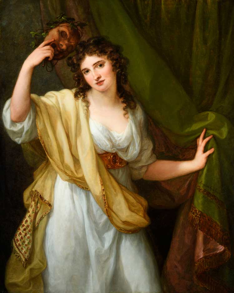 Angelica Kauffman. Portrait of Emma, Lady Hamilton, as Muse of Comedy, 1791. Oil on canvas, 127 x 101.6 cm. Private collection.