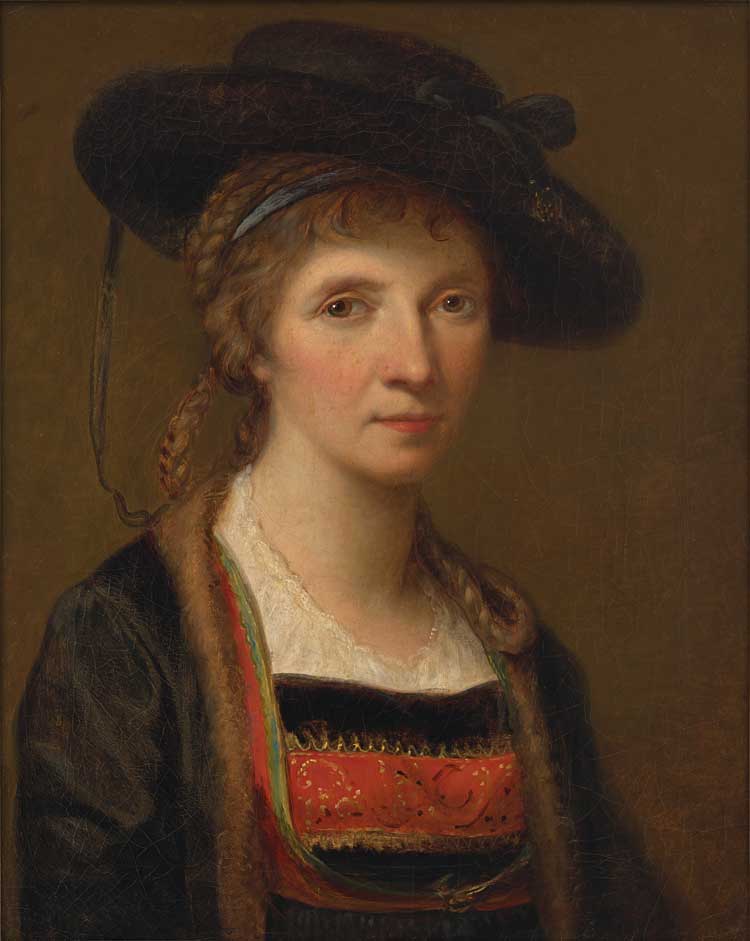 Angelica Kauffman. Self-portrait in the Traditional Costume of the Bregenz Forest, 1781. Oil on canvas, 61.4 x 49.2 cm. Innsbruck, TLM, Ältere kunstgeschichtliche Sammlung, inv. Gem 301. Photo: Innsbruck, Tiroler Landesmuseen.