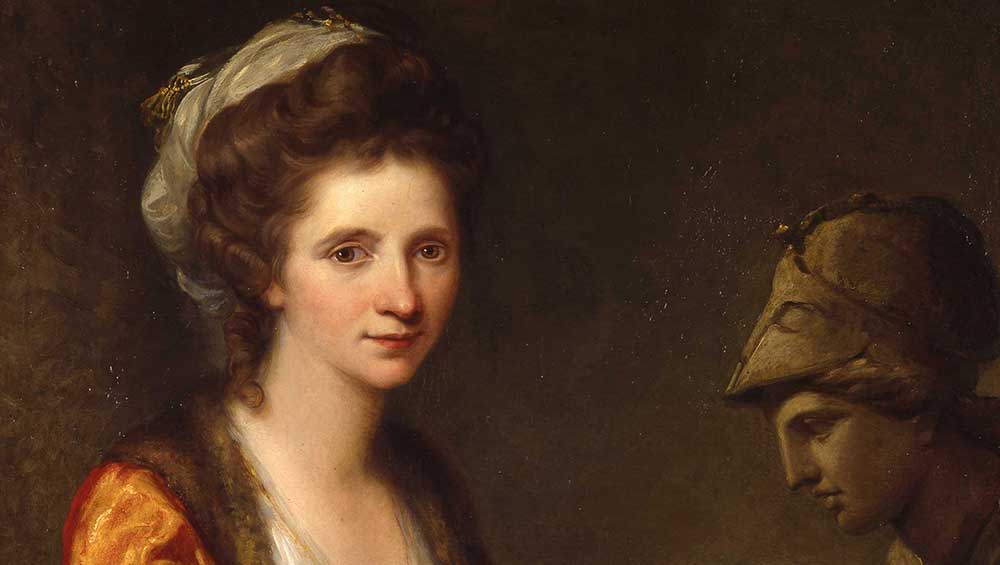 Angelica Kauffman. Self-portrait with Bust of Minerva, c1780-81. Oil on canvas, 93 x 76.5 cm. Grisons Museum of Fine Arts, on deposit from the Gottfried Keller Foundation, Federal Office of Culture, Bern.