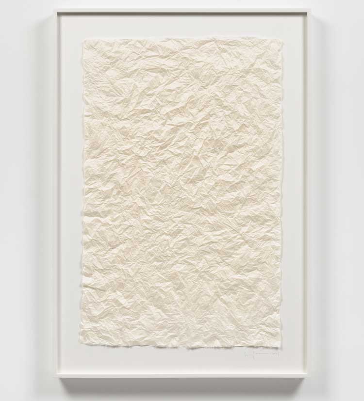 Kimsooja, Deductive Object: (Un)fold, 2023. Korean rice paper, 104.5 x 73 x 6 cm. Courtesy the artist and Tanya Bonakdar Gallery, New York / Los Angeles.