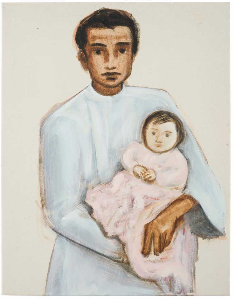 Matthew Krishanu, Priest and Baby, 2016. Oil on canvas. Courtesy the artist. Photo: Peter Mallet.