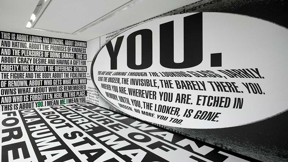 Barbara Kruger: Thinking of You. I Mean Me. I Mean You. Installation view, 1 February – 17 March 2024, Serpentine South. Photo: George Darrell.