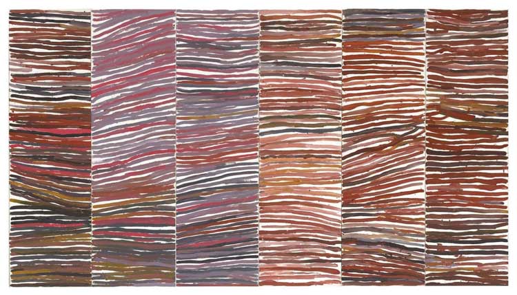 Emily Kam Kngwarray, Anmatyerr people, Untitled (awely), 1994. National Gallery of Australia, Kamberri / Canberra, purchased 2022 with the assistance of the Foundation Gala Funds 2021 and 2022, in celebration of the National Gallery of Australia's 40th anniversary, 2022. © Emily Kam Kngwarray / Copyright Agency.