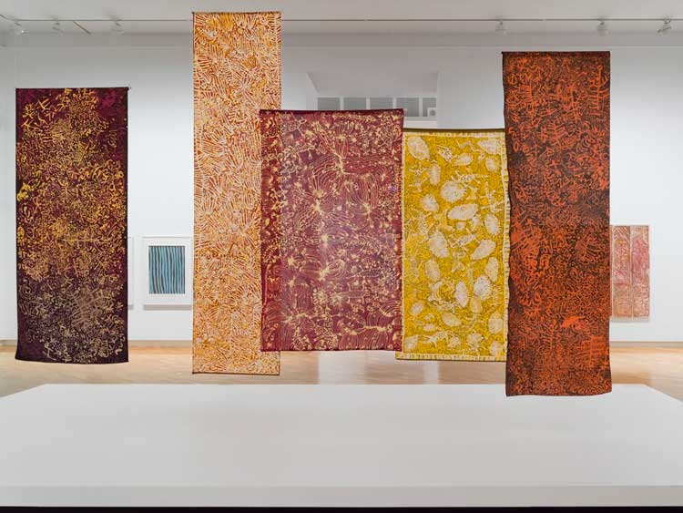 Installation view, Emily Kam Kngwarray, National Gallery of Australia, Kamberri/Canberra, 2023. Photo: Jed Cooper.