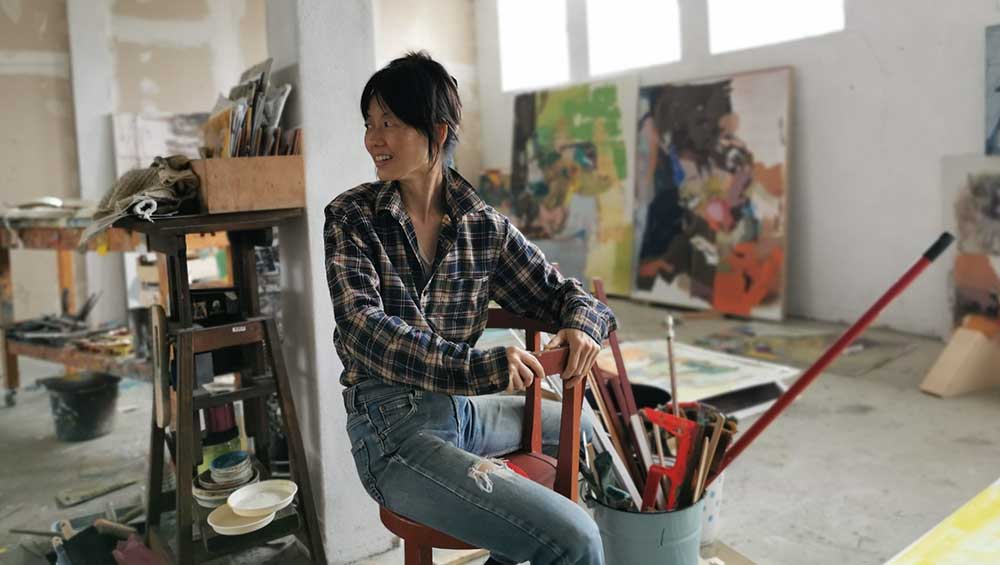 Maki Na Kamura in her studio, April 2023. Photo: © Maki Na Kamura. Courtesy Michael Werner Gallery, New York and London.