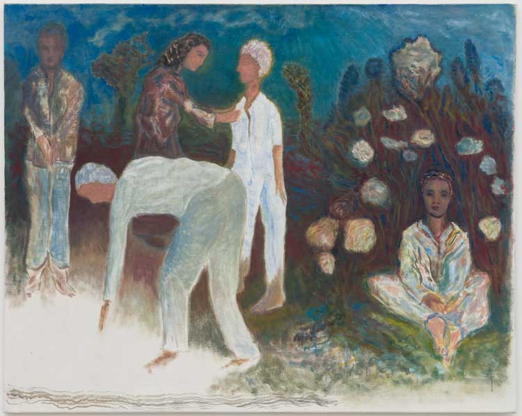 Behrang Karimi. Awakening in a dream, 2021. Oil on linen, 120 x 150 cm (47 1/4 x 59 in). © Behrang Karimi, courtesy Maureen Paley, London. Photo: Mark Blower.