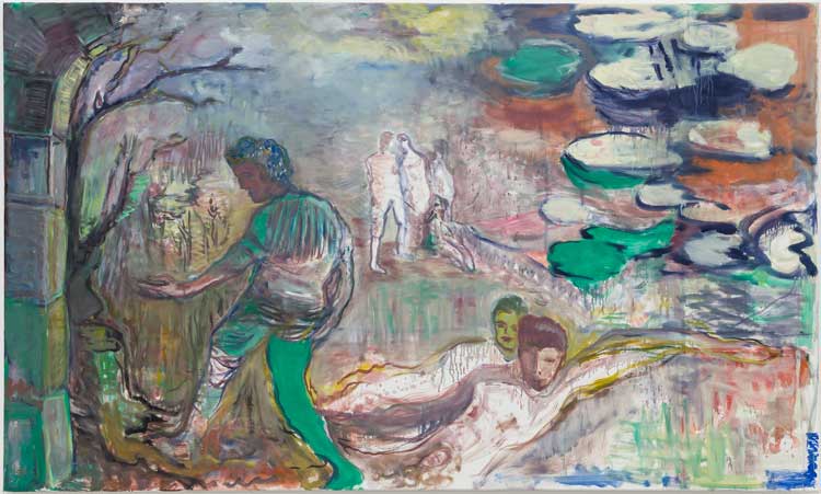 Behrang Karimi. Search of a bird, 2022. Oil on canvas, 120 x 200 cm (47 1/4 x 78 3/4 in). © Behrang Karimi, courtesy Maureen Paley, London. Photo: Mark Blower.