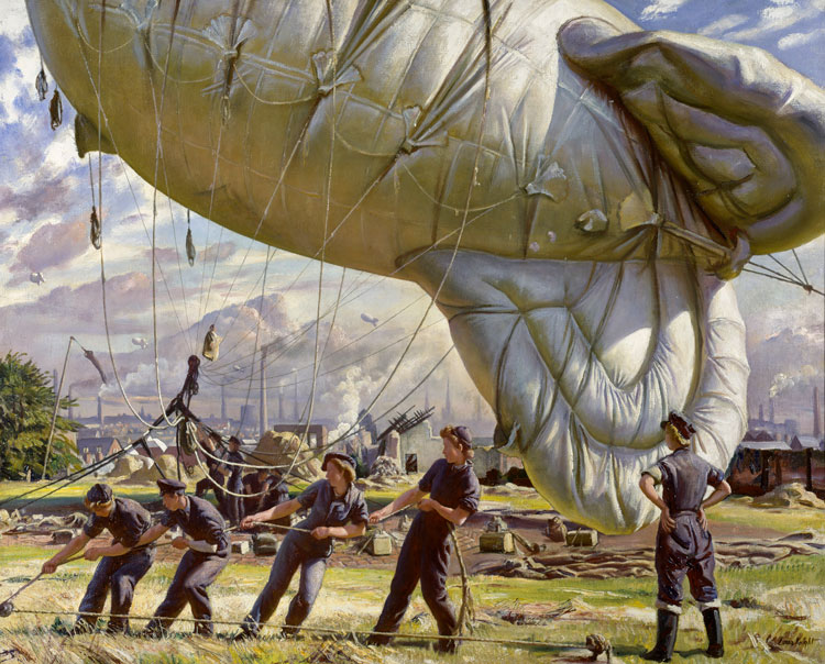 Laura Knight, A Balloon Site, Coventry, 1943. Oil on canvas, IWM, Photo courtesy IWM. © Crown Copyright. IWM. All Rights Reserved.