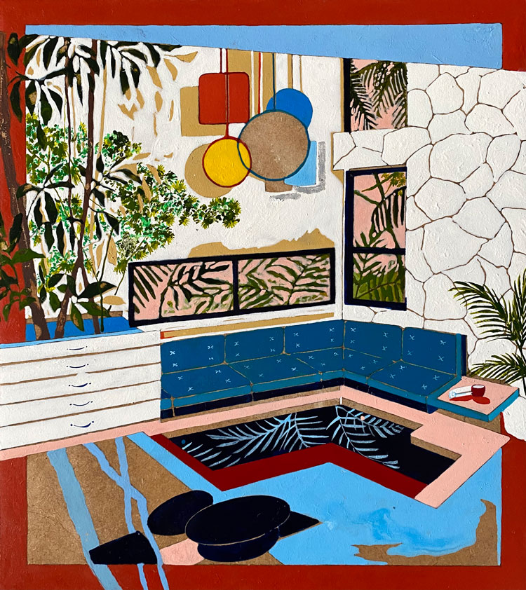 Charlotte Keates. An iced flannel against bare skin, 2020. Acrylic and oil on board, 32 x 28.5 cm. Image courtesy the artist and Cristea Roberts Gallery.