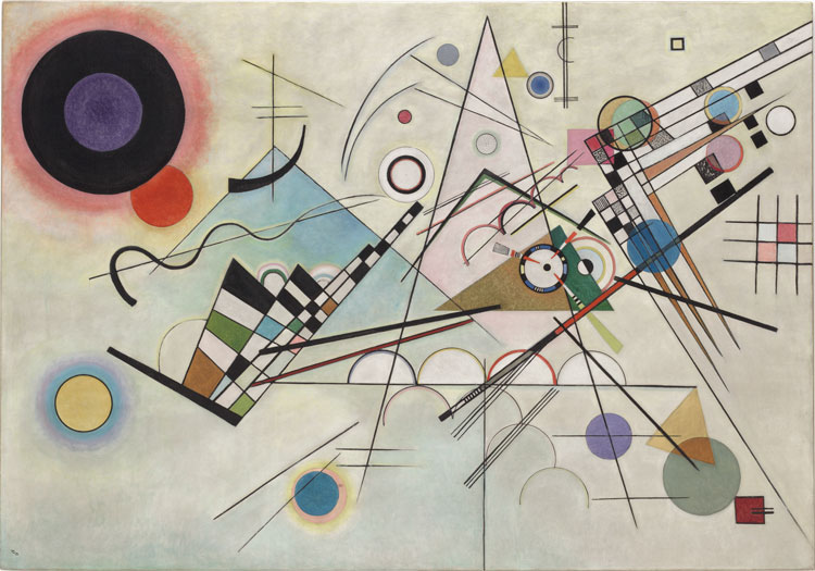 Vasily Kandinsky. Composition 8 (Komposition 8), July 1923. Oil on canvas, 140.3 × 200.7 cm. Solomon R. Guggenheim Museum, New York, Solomon R. Guggenheim Founding Collection, By gift 37.262. © Vasily Kandinsky, VEGAP, Bilbao, 2020.