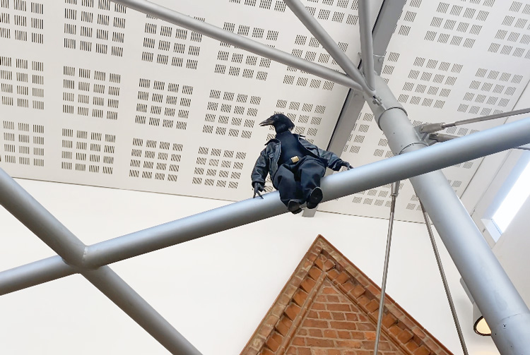 Krištof Kintera. I se I see I see, 2009. Mixed media, mechanical and acoustical object. Installation view, The End of Fun!, Ikon, Birmingham, 2020. Photo: Martin Kennedy.